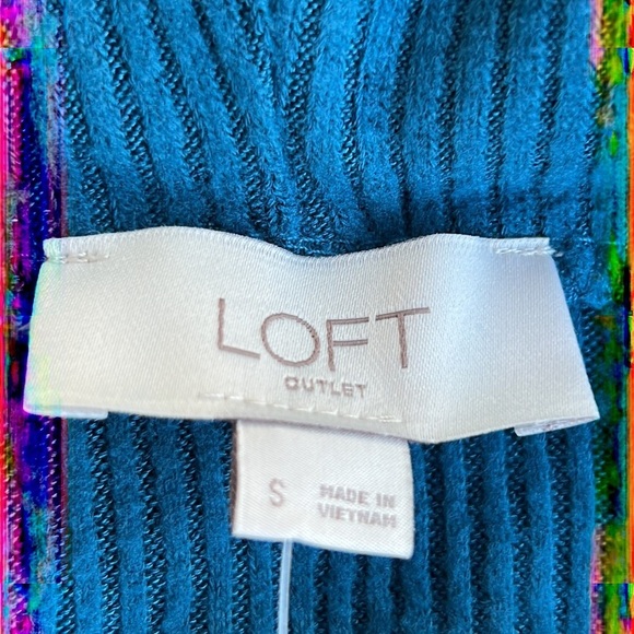 💚LOFT Green Teal Cowl Neck Turtleneck Tunic Sweater Size S - Picture 6 of 8